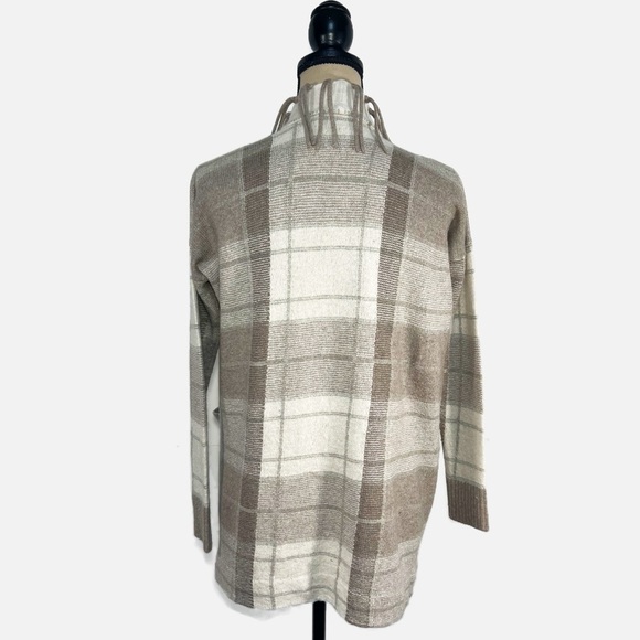 Lauren Ralph Lauren Cream Tan Brown Viscose Wool Cashmere Coatigan Cardigan S - Picture 2 of 6